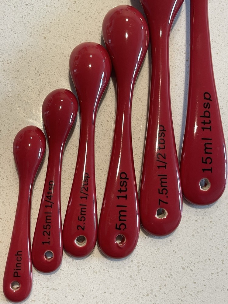 6 Ceramic Chili Red Measuring Spoon