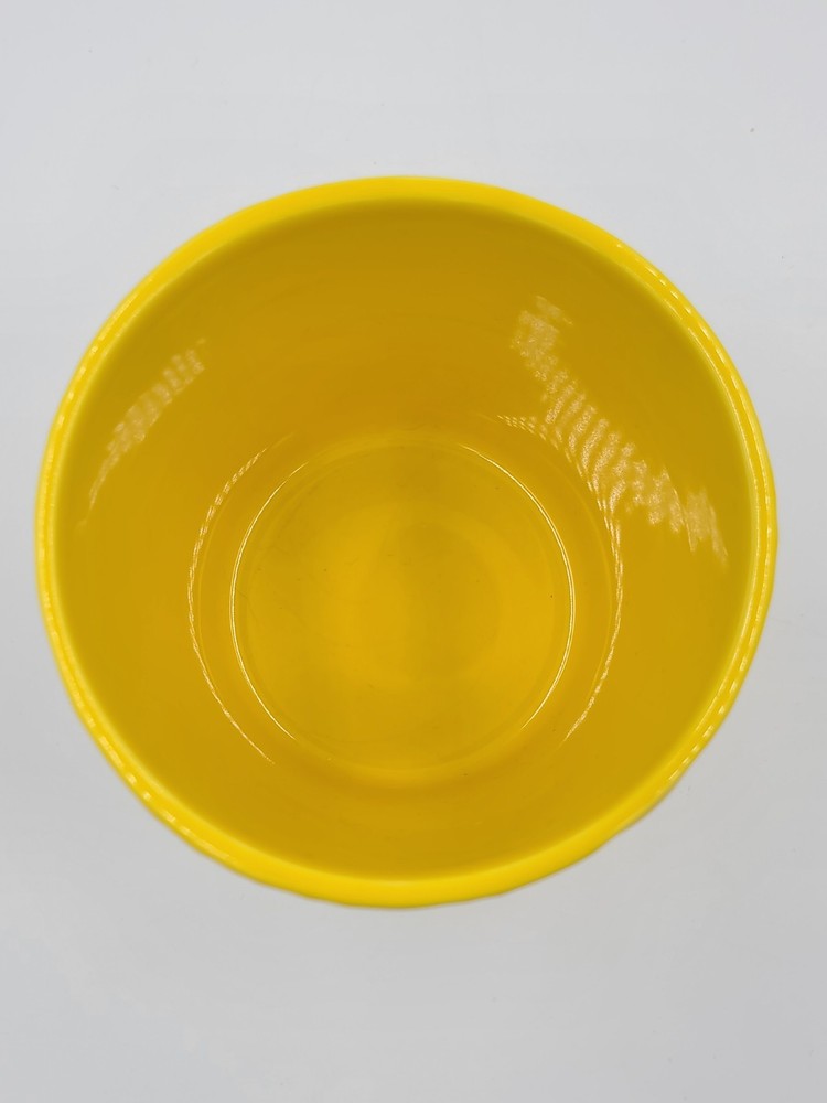 Ceramic Planter Yellow Leaf Print 4"