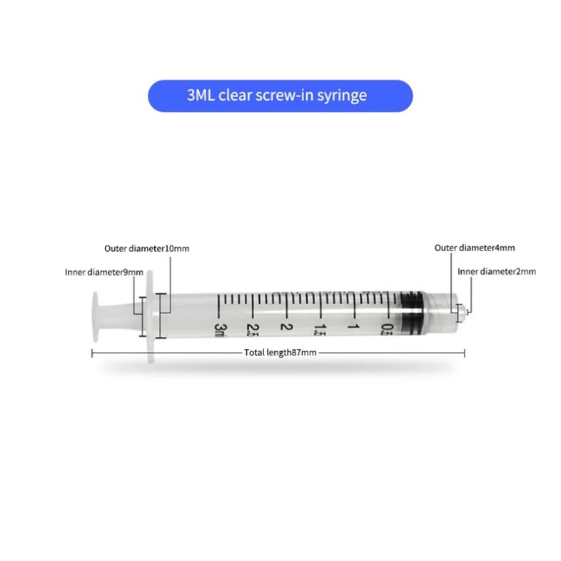 Luer-Lock Syringes without needles Disposable, Transparent, 100pcs, 3mL