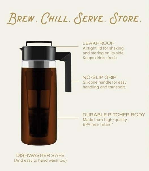 Takeya 1 Quart Deluxe Cold Brew Coffee Maker Black New No Box