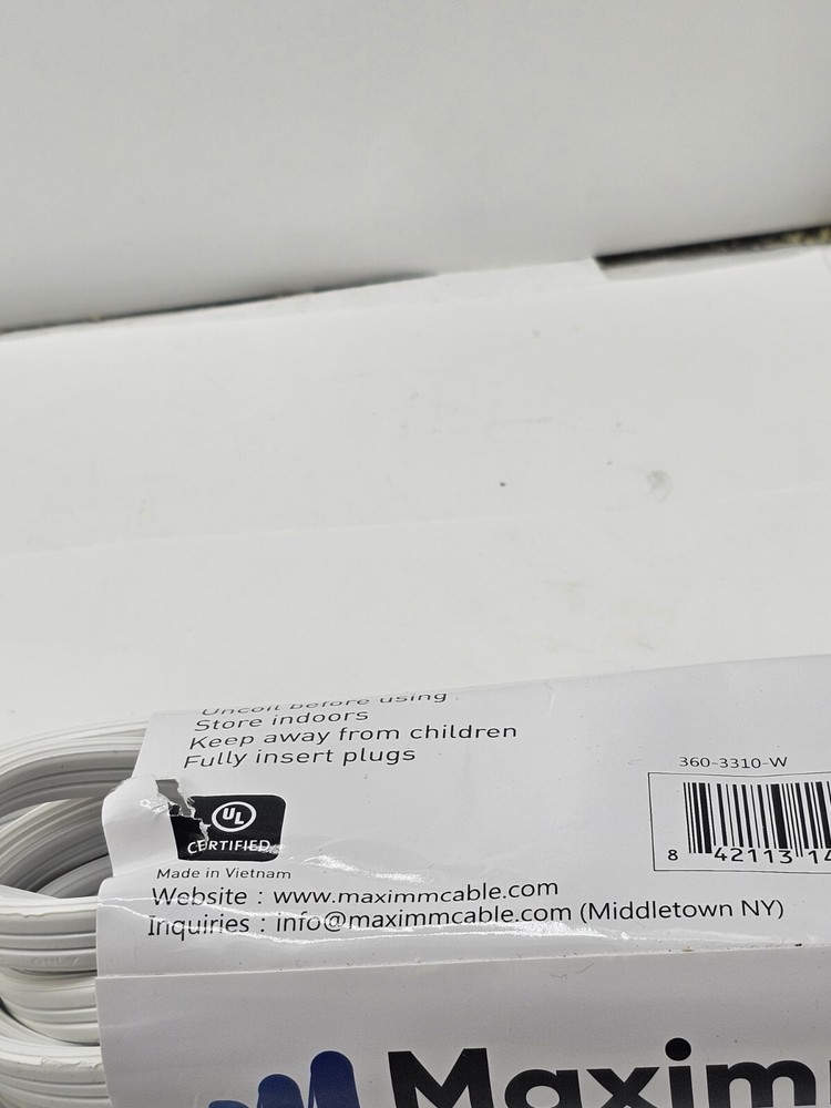 Maximm Cable 10Ft 360° Rotating Flat Plug Extension Cord/Wire, 16 AWG Multi 3