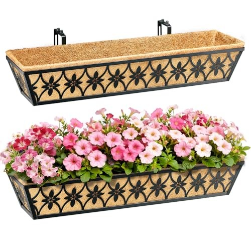 Window Boxes Planters Railing Planter Box - Pack Deck Railing Planter 30 Inch 2