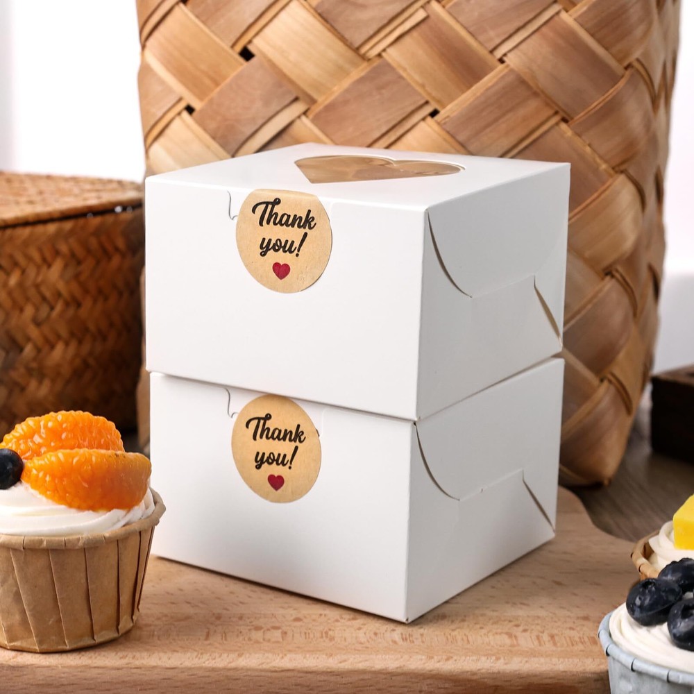 20PCS Small Cookie Boxes 4x4x2.5 Mini Bakery Boxes with Window for Desserts