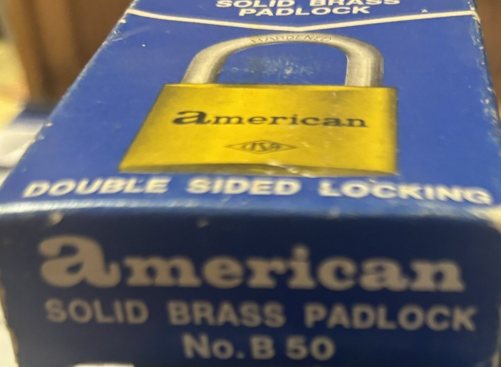 American Solid Brass Padlock No B 50 NOS