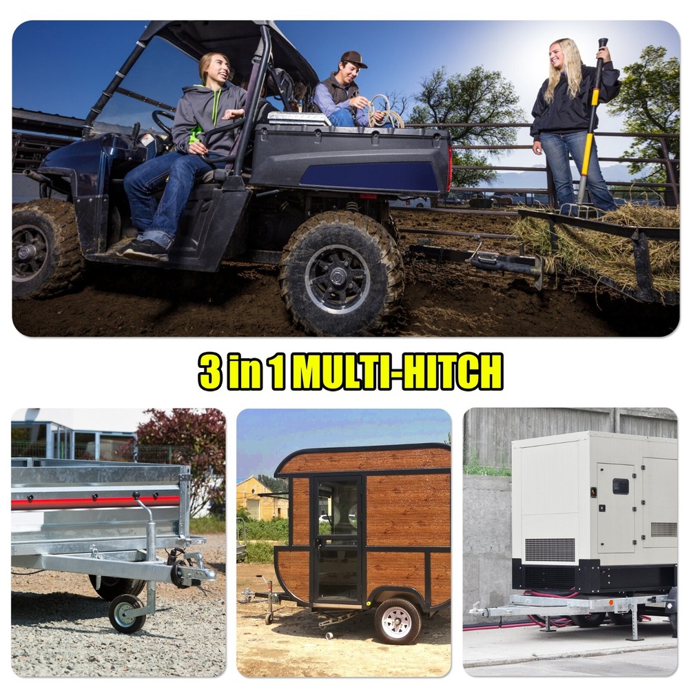 2" Shank 3 in 1 ATV UTV Multi Hitch Mount with 2 inch Ball Winch Strap Loop