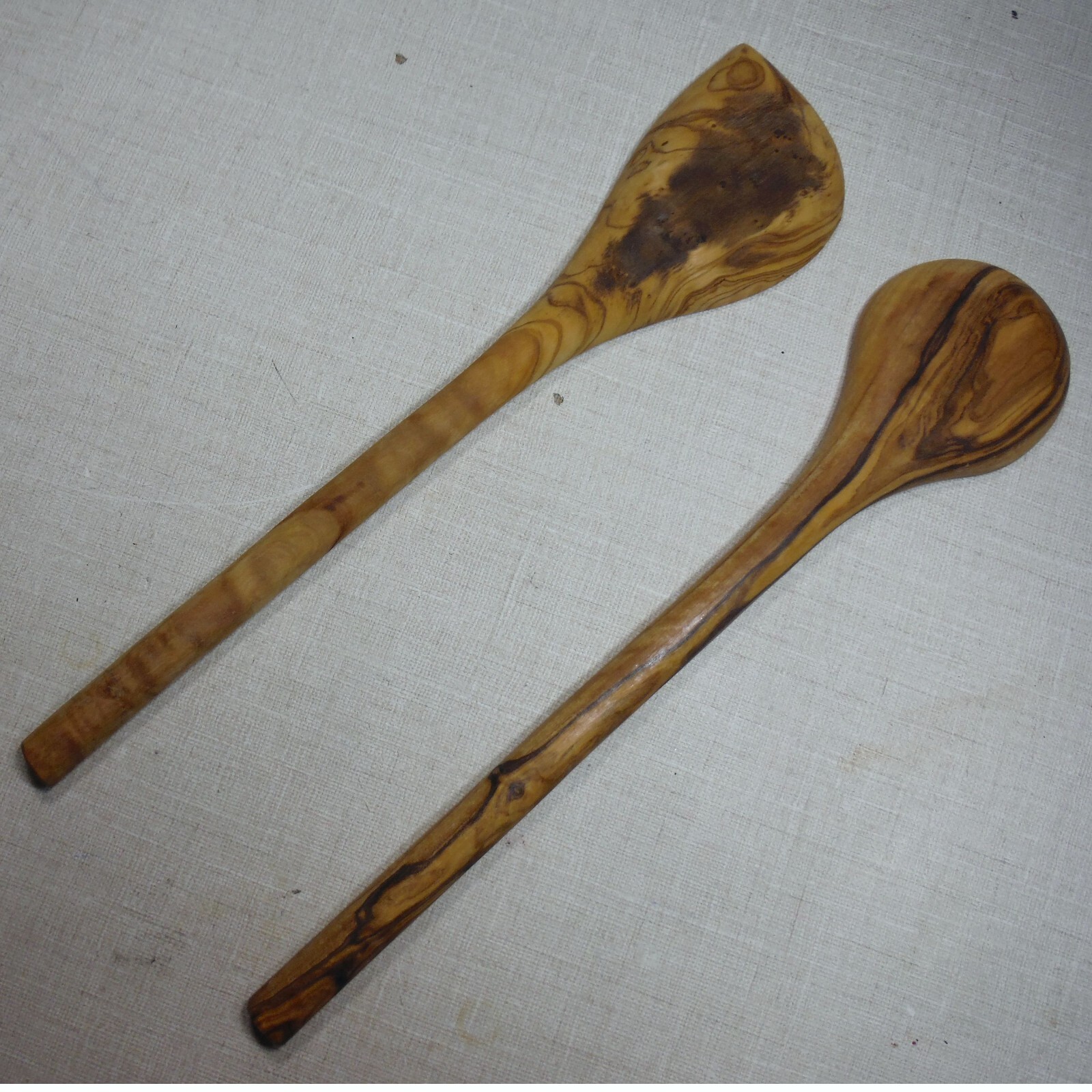 OLIVE WOOD SPOON AND SPATULA SET 12" LONG MEDITERRANEAN KITCHEN COOKING