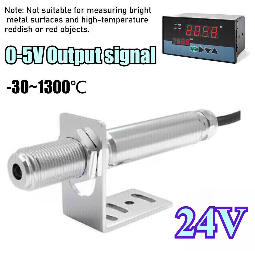 24V Infrared Thermometer Sensor Non-contact Temperature Tool 0-5V W/ Controller