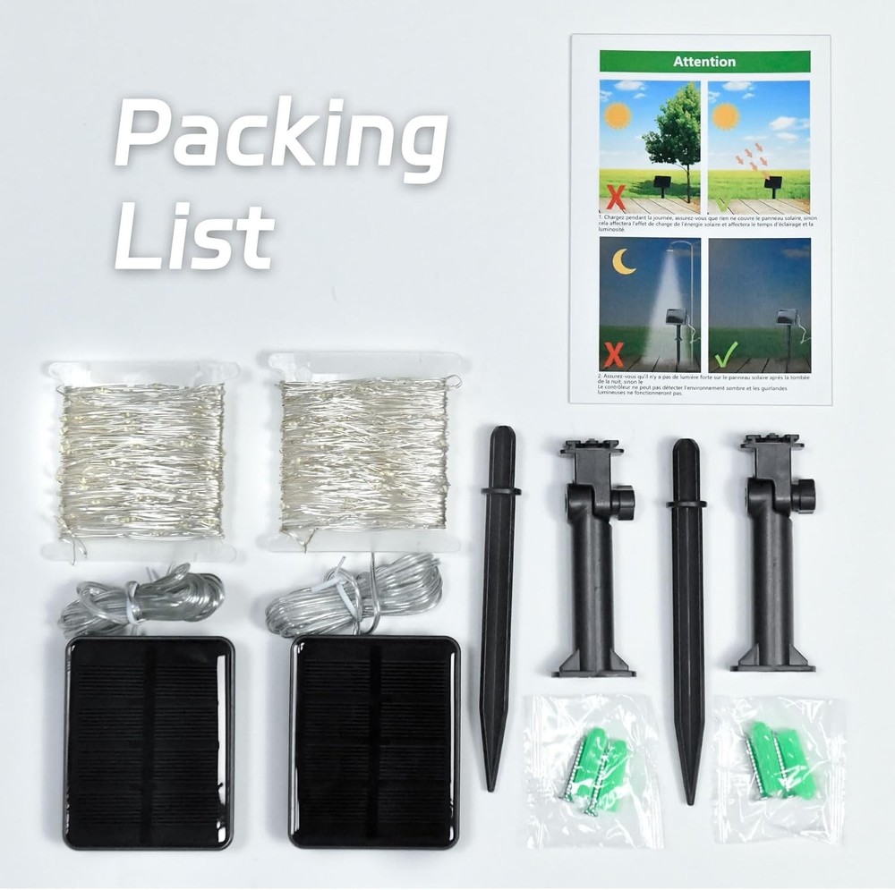 16.4ft 50LED Green Solar Fairy String Lights 2 Pack