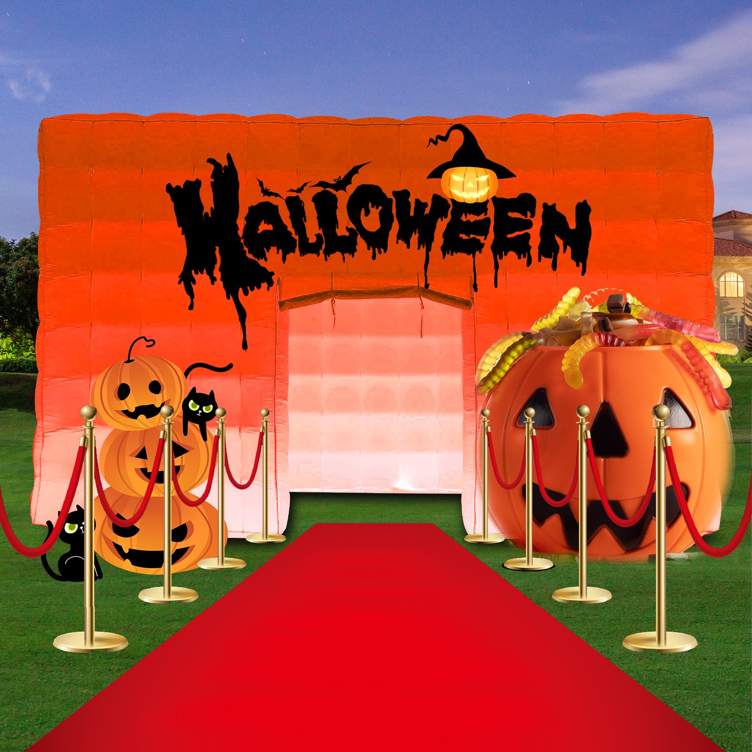 Inflatable Night Club 20FT White Inflatable Cube Party Tent w/LED lights US