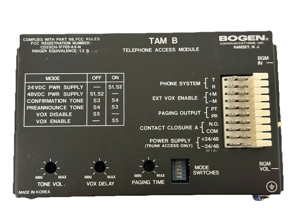 Bogen TAM-B Telephone Access Module Paging System Interface New Old Stock NOS