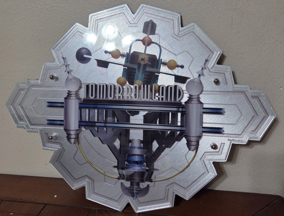 Rare Walt Disney World Disneyland Tomorrowland Sign Magic Kingdom Signed