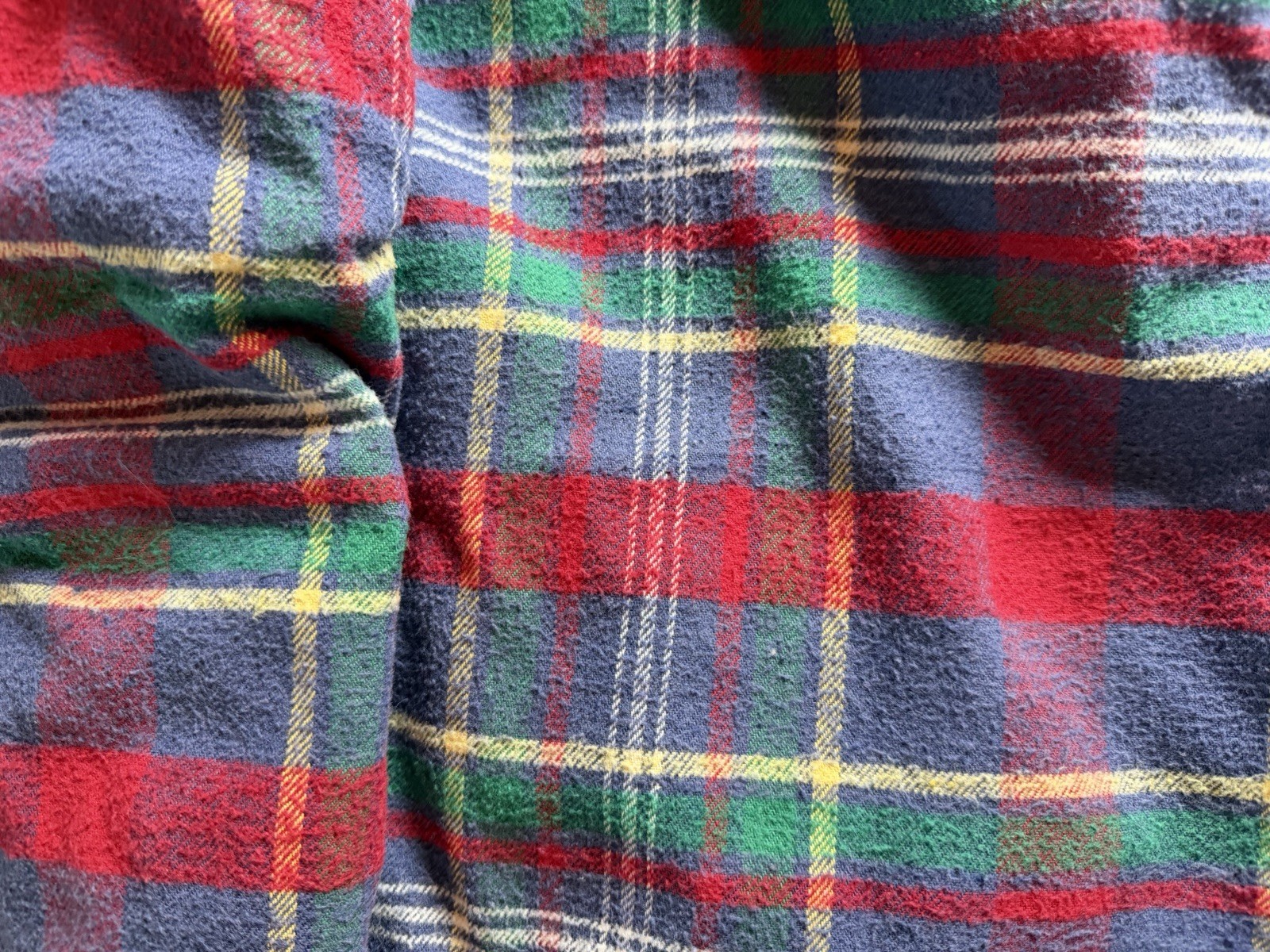 Vintage Child's Gymboree Sleeping Bag Navy Green and Red Plaid Flannel