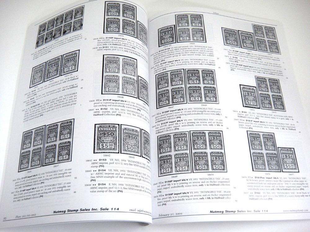 Nutmeg Stamp Sales Auction Catalog US State Documentary Stamps Hubbard Estate