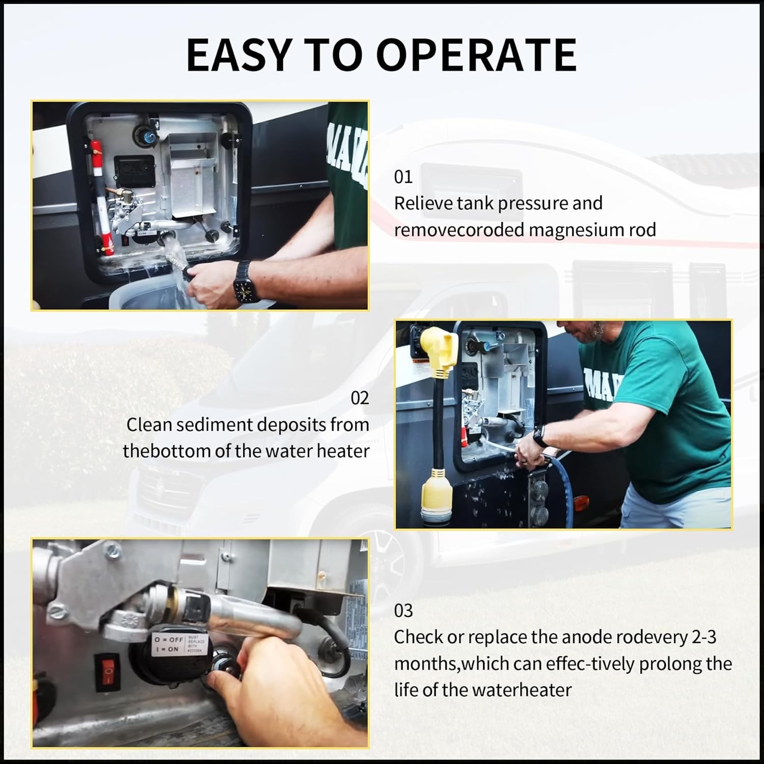 2-Pack Magnesium Anode Rod for RV Water Heater + PTFE Tape For Suburban