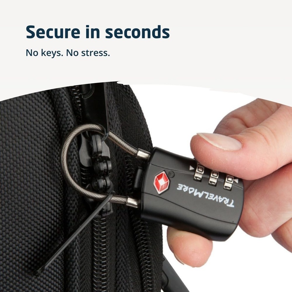 2 Pack TSA Approved Travel Combination Cable Luggage Locks for 2 Pack, Black