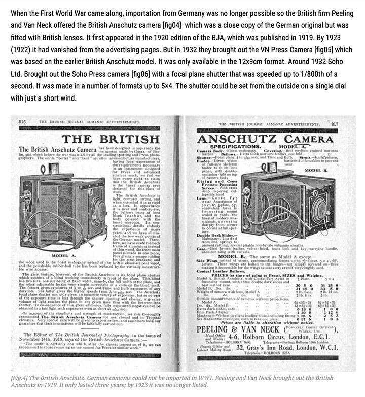 VINTAGE - PEELING & VAN NECK,LONDON FOCAL PLANE PRESS CAMERA + FILM HOLDER