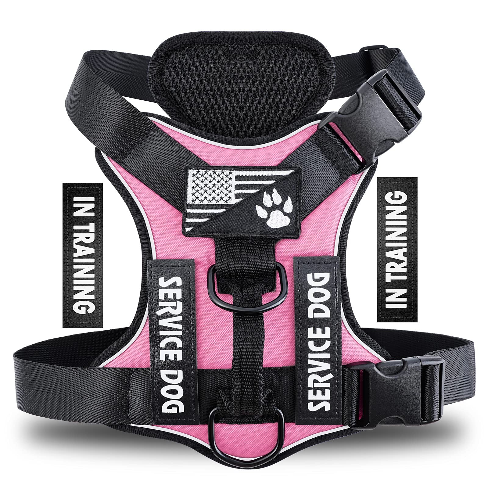 Service Dog Harness, Reflective Dog Vest Harness with 5 PCS Patches, Adjustab...