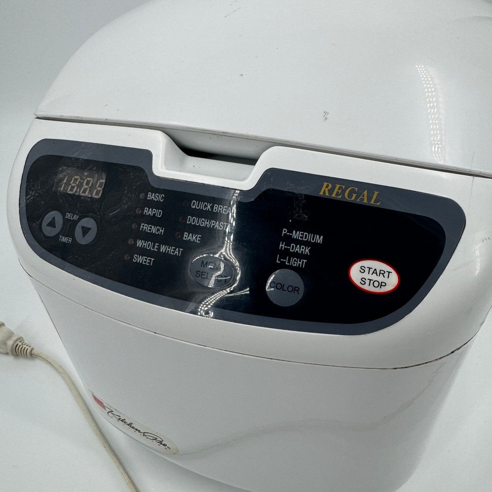 Regal Kitchen Pro Breadmaker Model K6725 White Bread Machine with Dough Setting