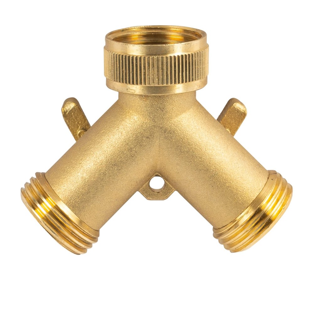 Hourleey Brass Garden Hose Splitter (2 Way), Solid 1 Pack - 2 Way,