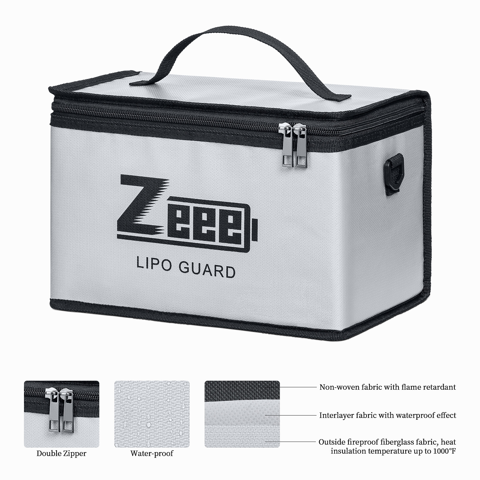 Zeee Lipo Battery Fireproof Guard Large Capacity Safe Bag for Charge & Storage