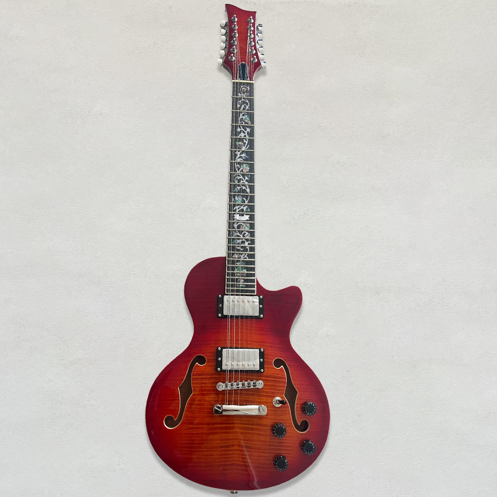 LP 12 String Electric Guitar Kit Flame Maple Top