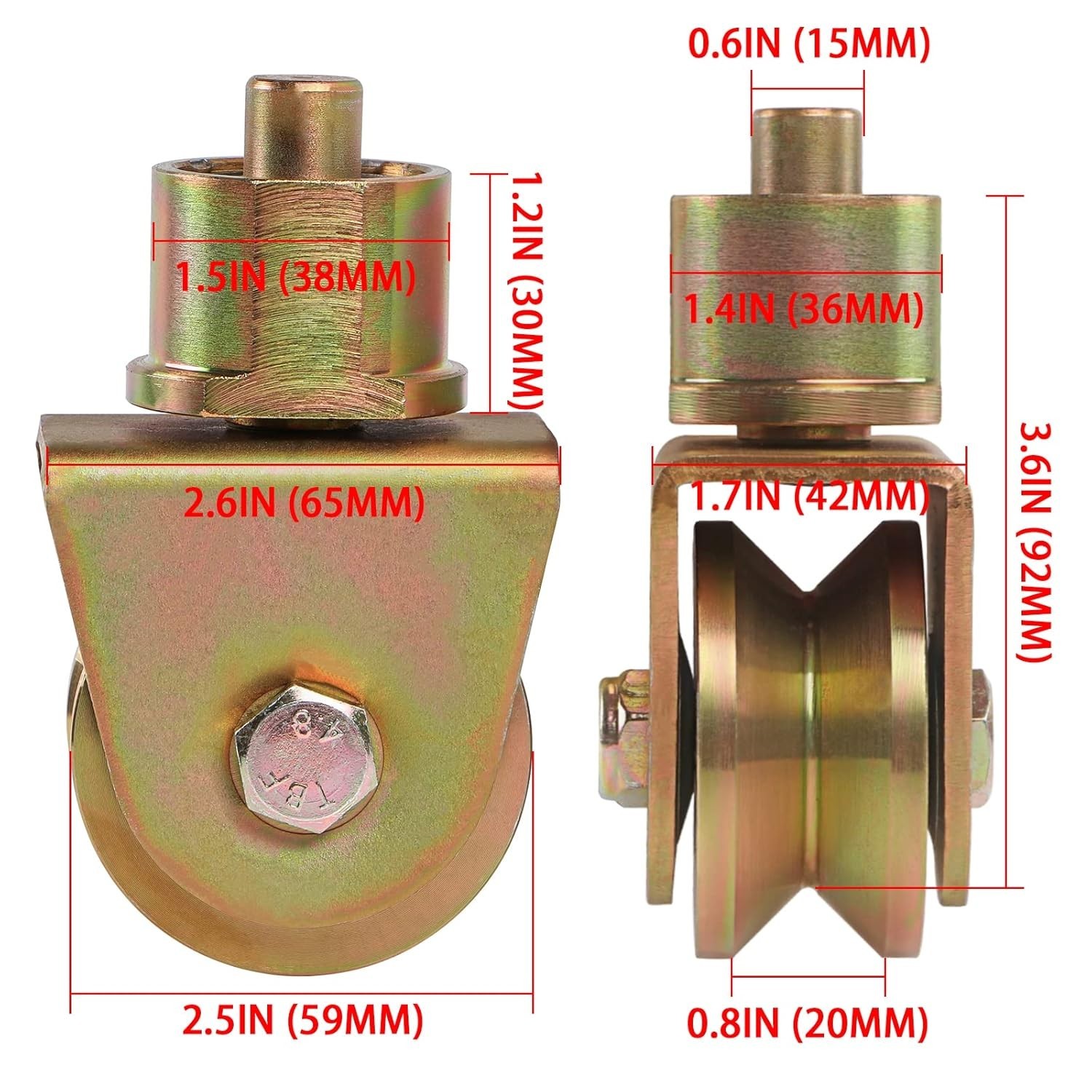 4 Pcs Sliding Gate Wheels 2.5in V Groove Caster 360° Stem 2640LBS Capacity