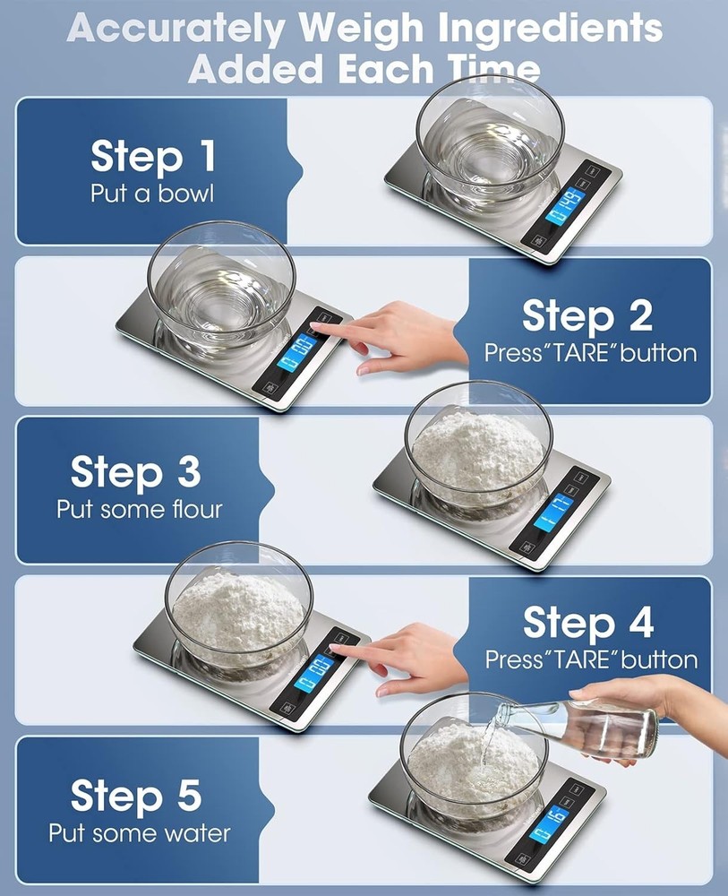 Tempered Glass Kitchen Scale, 22lb Weight Capacity