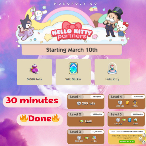 Monopoly Go Partner Event - Pet Show Partner Event| 30 minutes Slot 80K Point