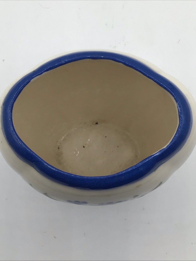 Hand Painted Ceramic Vase Blue Floral Signed