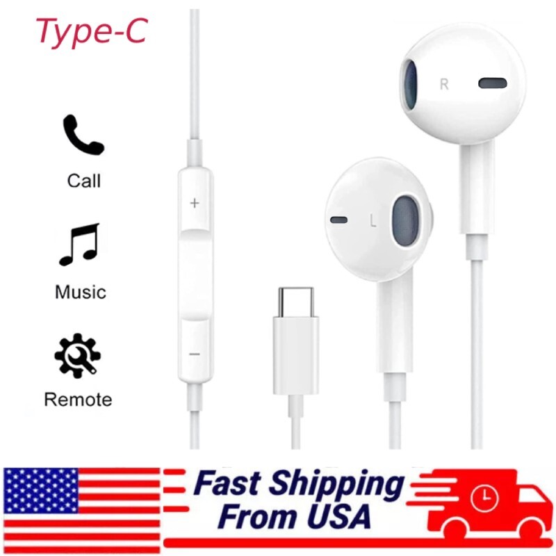 Type C Wired Headphones USB-C In-ear Earbuds For Samsung S20 S21 S10 Note 20/10