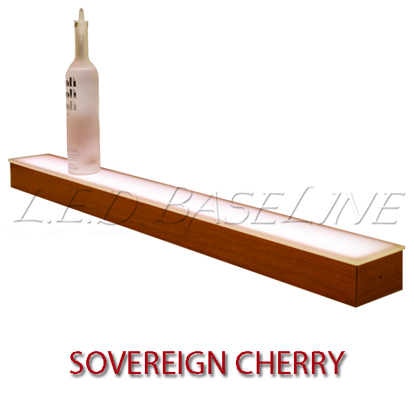 40" 1 Tier LED Lighted  Liquor Display Shelf - Cherry Finish