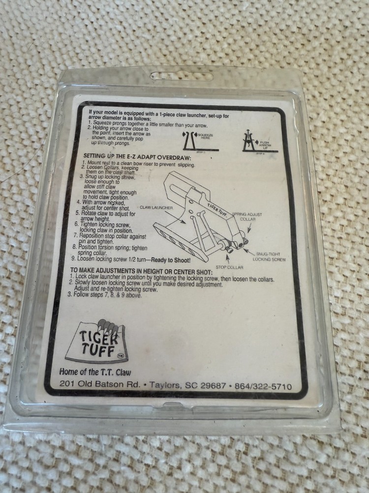 Tiger Tuff E-Z Adapt Archery Overdraw Rest