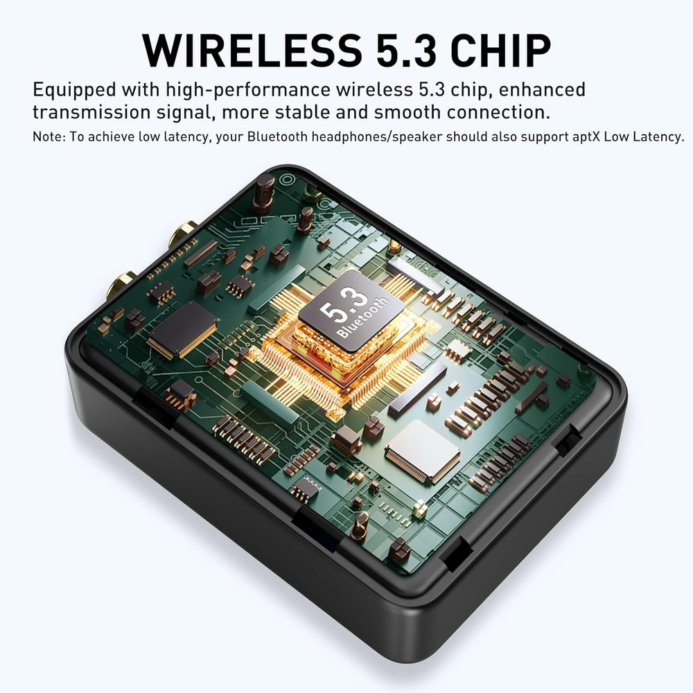 RCA Bluetooth 5.3 Adapter for TV, 3.5Mm AUX Bluetooth Transmitter Receiver for 2