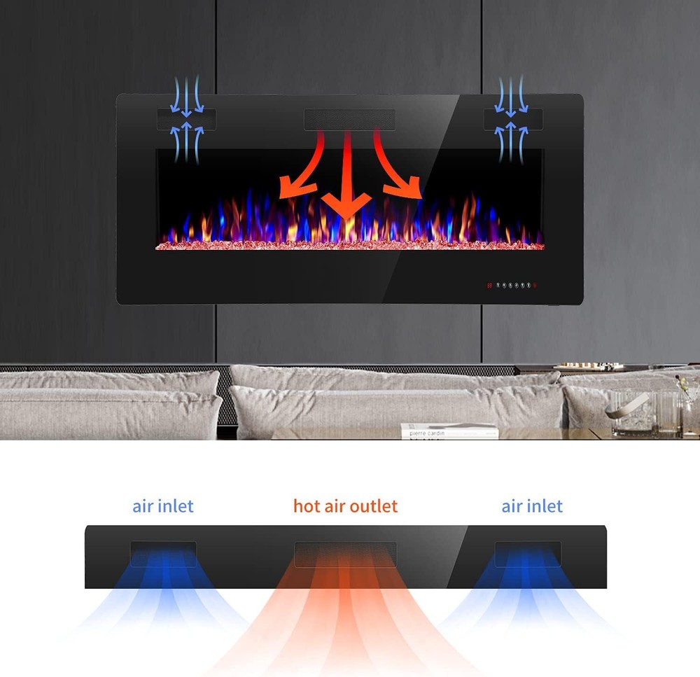 Electric Fireplace 36'' with Remote with Adjustable Flame Brightness & Speed