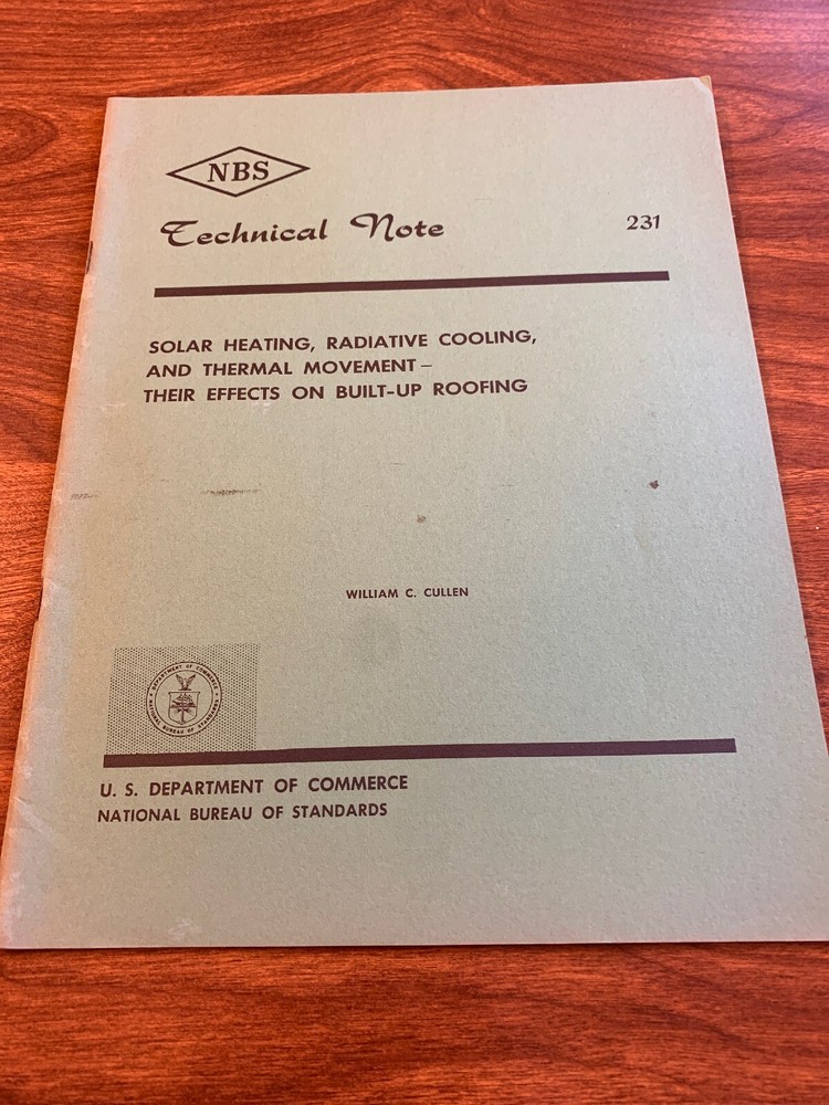 NBS Technical Note 231 Solar Heating Cooling Thermal Commerce Publication Text
