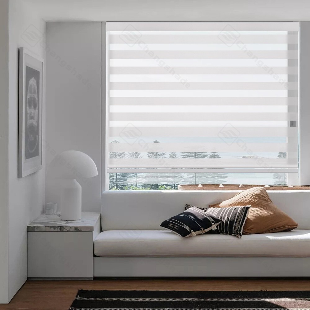 Custom Size Cordless Dual Layer Zebra Roller Shades Light Filtering Roller Blind