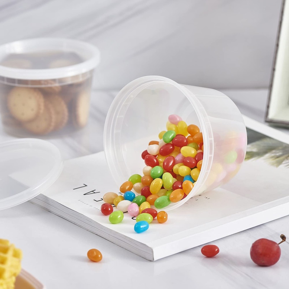 16 oz. Plastic Deli Containers With Lids, 48 Sets - Leakproof, Stackable, BPA...