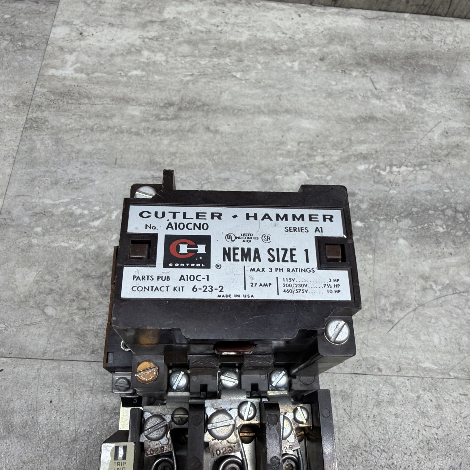 Cutler Hammer A10CN0 Size 1 Motor Starter W/ Overload Relay & Auxiliary, Tested