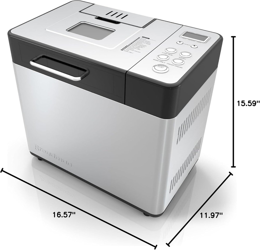 Breadman BK1050S 2 lb Professional Bread Maker Stainless Steel, Programmable
