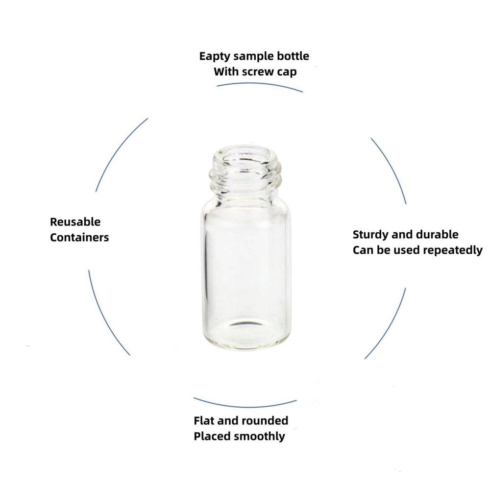 50x 3ml Mini Small Clear Glass Bottles Empty Sample Vials Jars with Screw Caps