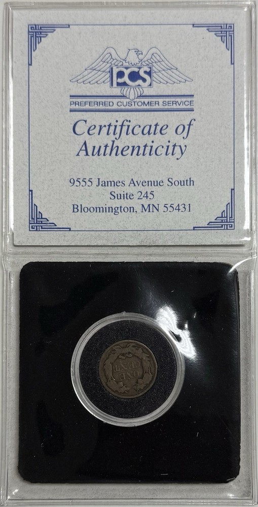1857 Flying Eagle Cent PCS Flip Circulated Coin 1C