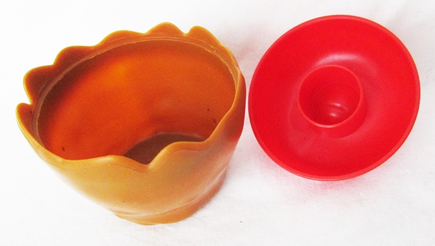 Vintage plastic apple bubble gum candy container carmel apple shape