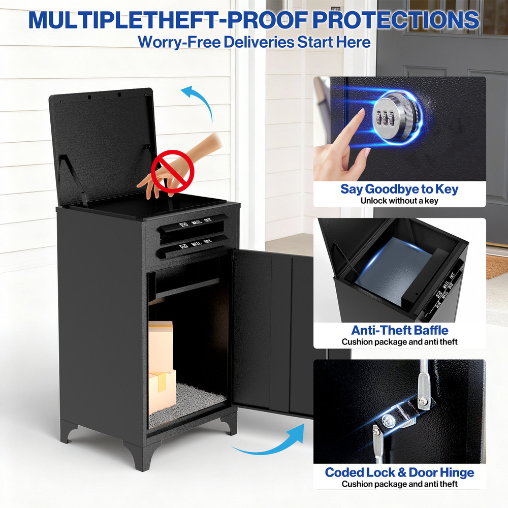 Large Package Delivery Boxes for Outside, Locking Parcel Drop Box Anti-Theft