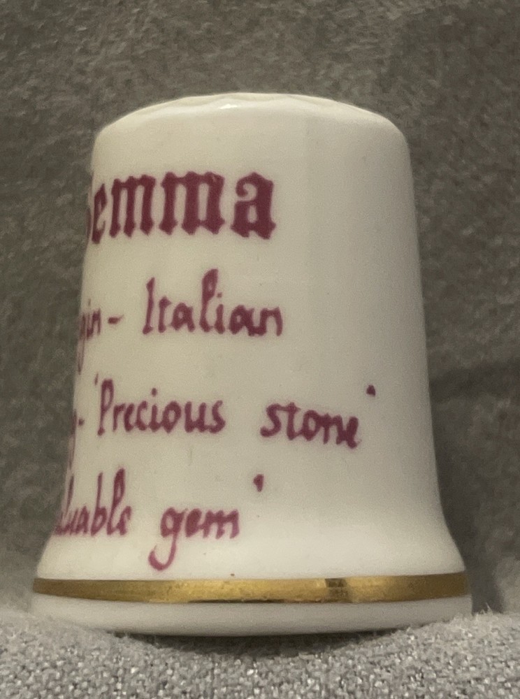 Vintage Fine Bone China Thimble - Personalised Name Gemma