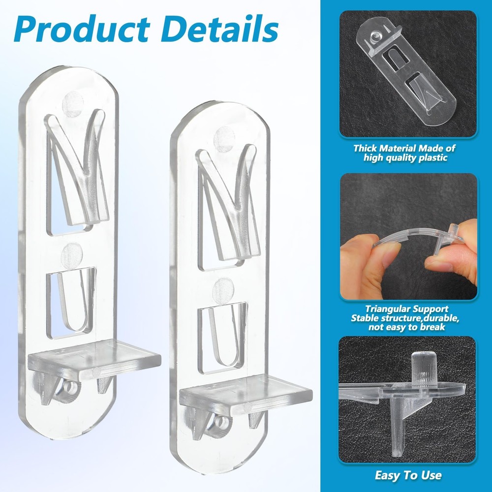 30 Pcs Clear Plastic Locking Shelf Pins Locking Shelf Support Peg Clips for K...