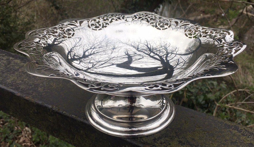 Antique Comport Bowl, Dish Openwork Silver Plate, William Hutton - Sheffield
