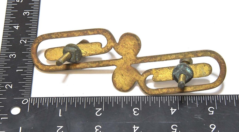 2 VINTAGE BRASS ART DECO STYLE DRAWER PULLS / HANDLES
