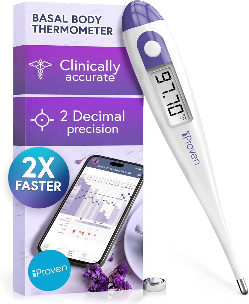 Digital Basal Body Thermometer, 1/100Th Degree High Precision, Quick 60-Sec Read