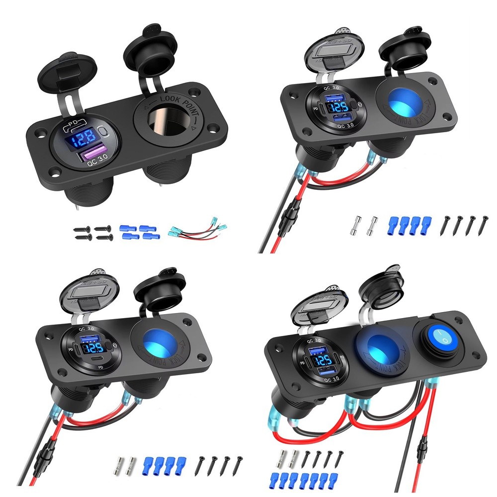 Dual USB Cigarette Lighter Socket Quick Car Charger Power Outlet LED Voltmeter