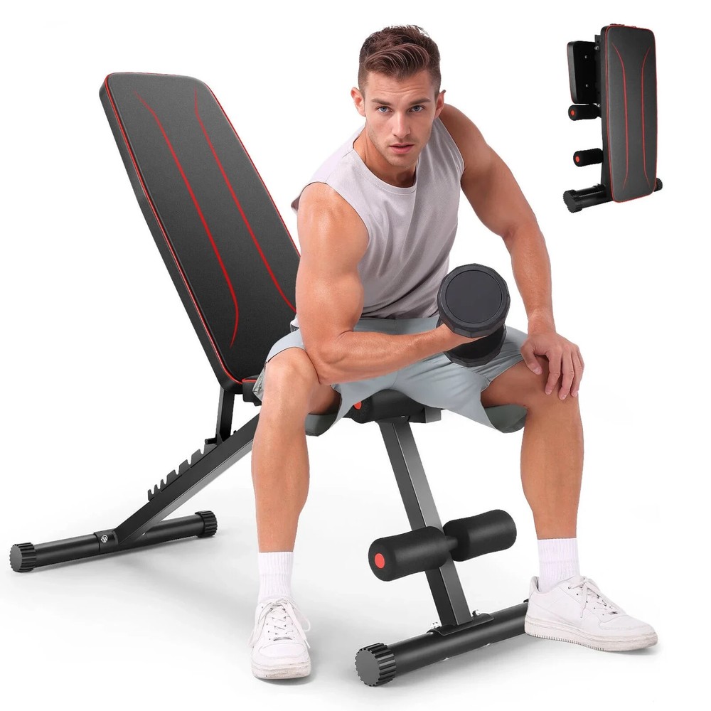 Adjustable Basic Weight Bench Foldable with 8 Backrest Position Exercise Bench